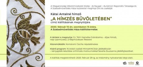 „A hímzés bűvöletében” - Kátai Antalné tárlata nyílik A Szabadművelődés Házában